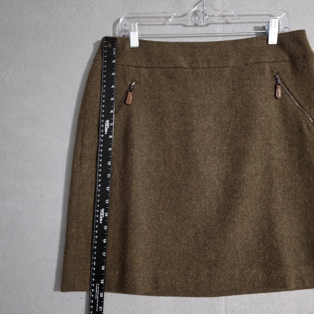 Talbots Petites Womens Brown Wool Blend Lined Pencil Skirt Size 12P